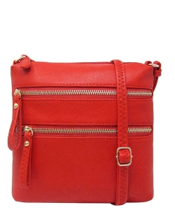 Double Zip Fashion Crossbody Bag WU085 RED